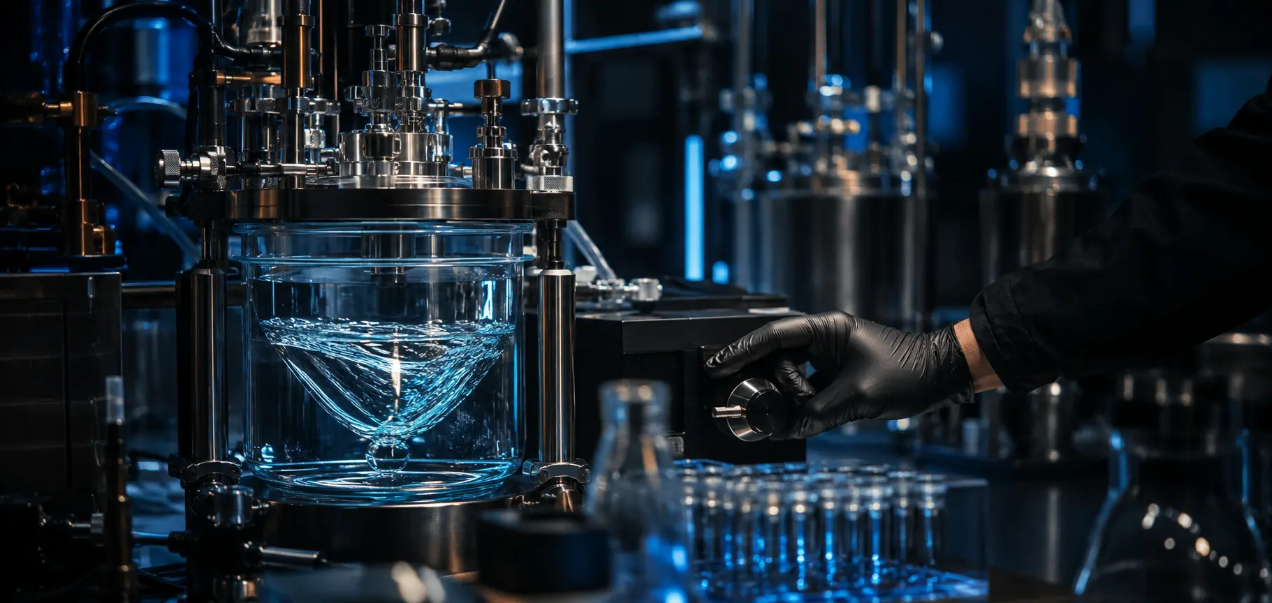 Pilot-scale formulation in a jacketed glass reactor